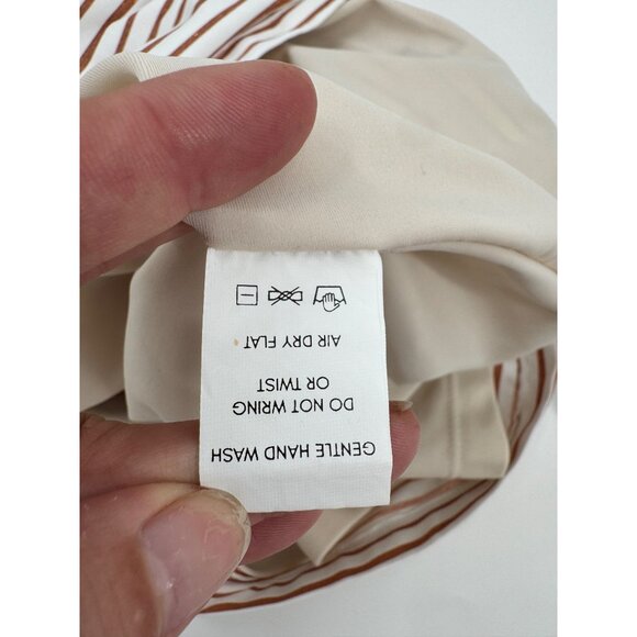 Tasya Striped Halter Mini Dress With Tortoise Ring Detail & Keyhole Neckline L - Picture 7 of 10